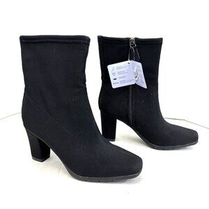 NWT Aerosoles Ortholite Ankle Booties Boots Womens Size 5 Black Block Heel Comfy